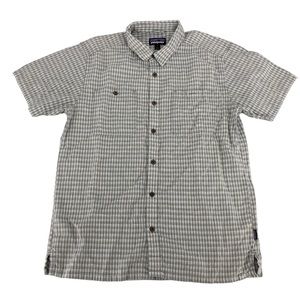 Patagonia Mens Casual Button Down Shirt Short Sleeve Large Organic Cotton Hiking